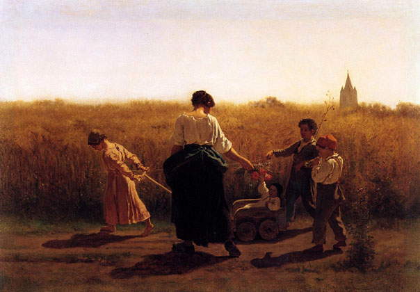 Copy after Jules Breton's 'Le Depart les Champs':ca 1865